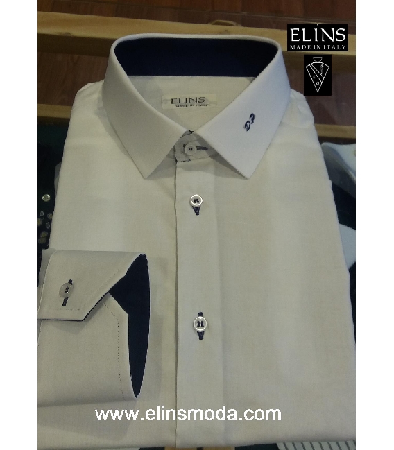 Camicia con iniziali sul colletto - monogramma abiti e moda su misura a Roma - design camicie con monogramma sartoria Elins moda foto-502 