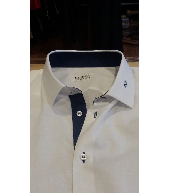 Camicia con iniziali sul colletto - monogramma abiti e moda su misura a Roma - design camicie con monogramma sartoria Elins moda foto-503 